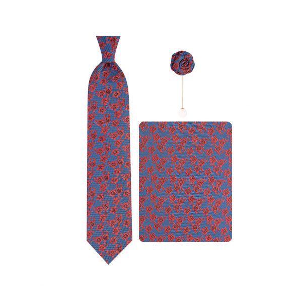 ست کراوات دستمال جیب گل کت مدل GF-F227-BL