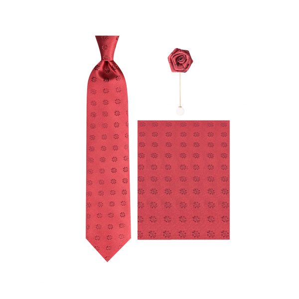 ست کراوات دستمال جیب گل کت مدل GF-F211-R