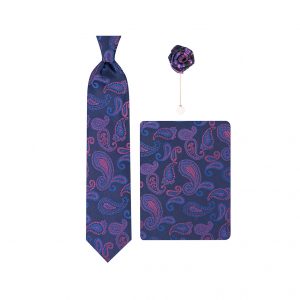 ست کراوات دستمال جیب گل کت مدل GF-PA330-DB&PI