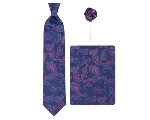 ست کراوات دستمال جیب گل کت مدل GF-PA330-DB&PI