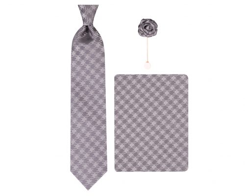 ست کراوات دستمال جیب گل کت مدل GF-TA340-GR