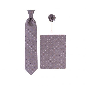 ست کراوات دستمال جیب گل کت مدل GF-PO341-GR