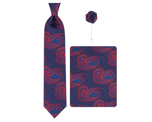 ست کراوات دستمال جیب گل کت مدل GF-PA344-DB&BE