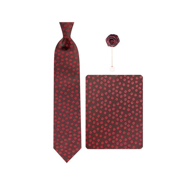 ست کراوات دستمال جیب گل کت مدل GF-PO213-BE&BK