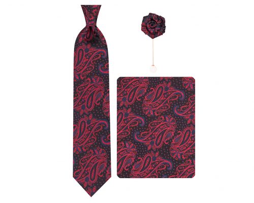 ست کراوات دستمال جیب گل کت مدل GF-PA346-BK&BE