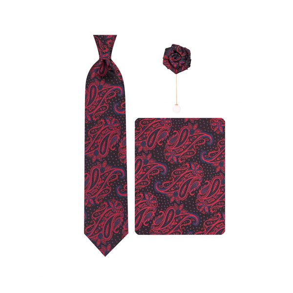 ست کراوات دستمال جیب گل کت مدل GF-PA346-BK&BE