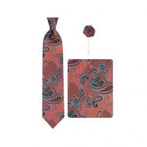 ست کراوات دستمال جیب گل کت مدل GF-PA348-OR