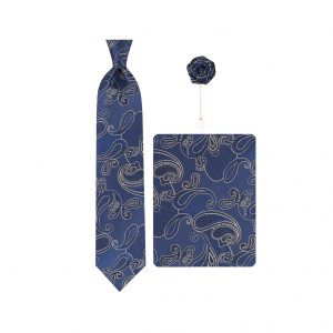 ست کراوات دستمال جیب گل کت مدل GF-PA349-DB
