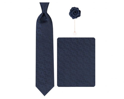 ست کراوات دستمال جیب گل کت مدل GF-PA352-DB&BK