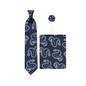 ست کراوات دستمال جیب گل کت مدل GF-PA353-DB&W