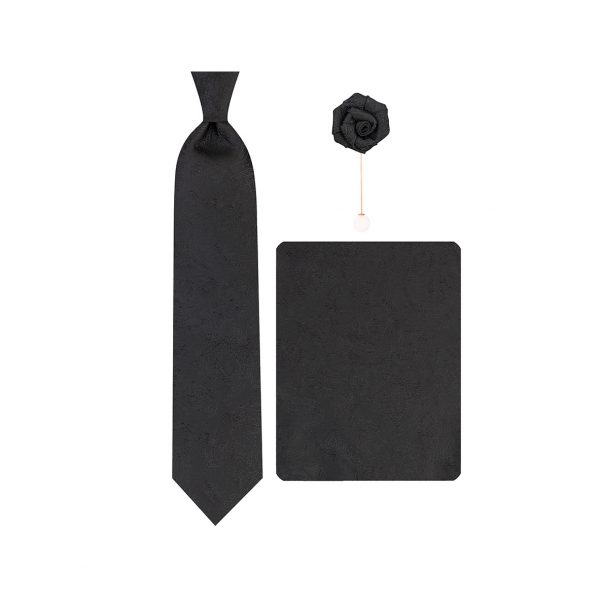 ست کراوات دستمال جیب گل کت مدل GF-PA354-BK