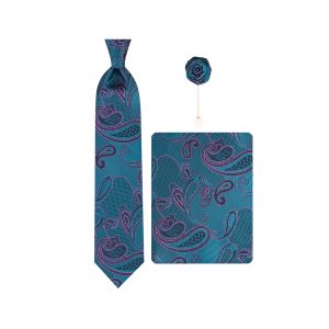 ست کراوات دستمال جیب گل کت مدل GF-PA355-BL