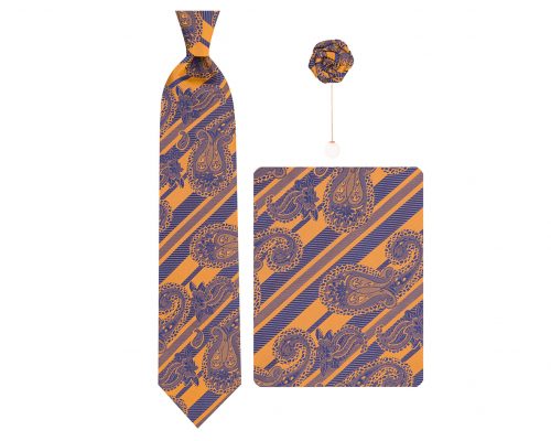 ست کراوات دستمال جیب گل کت مدل GF-ST453-OR