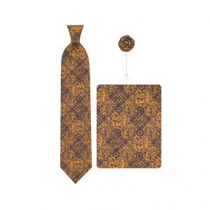 ست کراوات دستمال جیب گل کت مدل GF-F454-OR