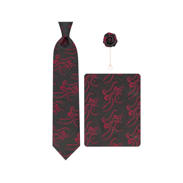 ست کراوات دستمال جیب گل کت مدل GF-PA459-BK