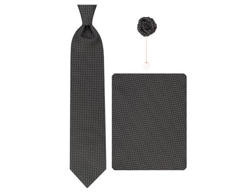 ست کراوات دستمال جیب گل کت مدل GF-PO460-BK