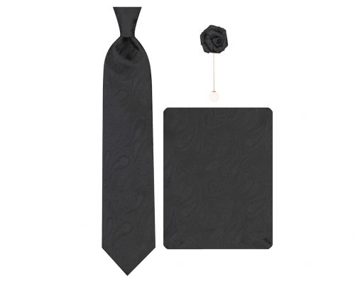 ست کراوات دستمال جیب گل کت مدل GF-PA461-BK