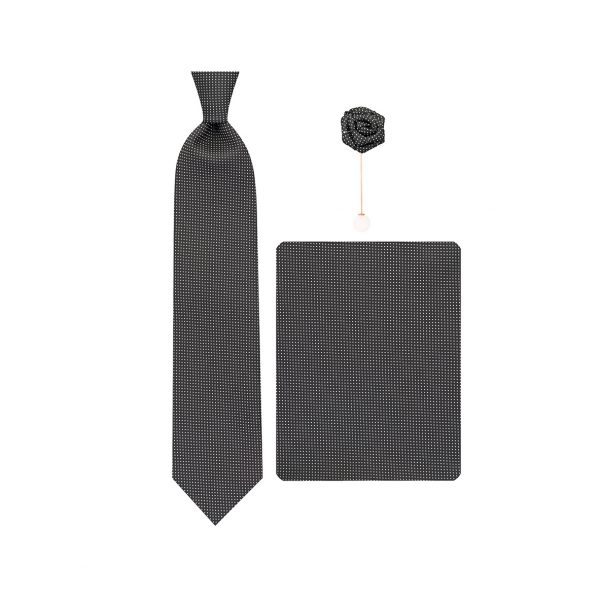 ست کراوات دستمال جیب گل کت مدل GF-PO462-BK