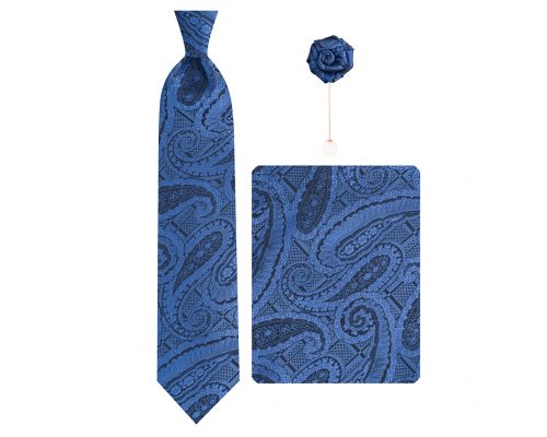 ست کراوات دستمال جیب گل کت مدل GF-PA549-BL