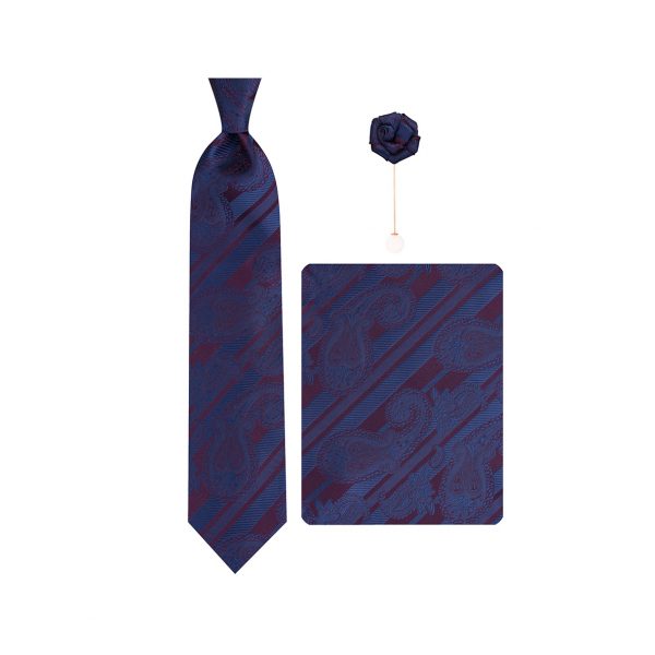 ست کراوات دستمال جیب گل کت مدل GF-ST552-DB