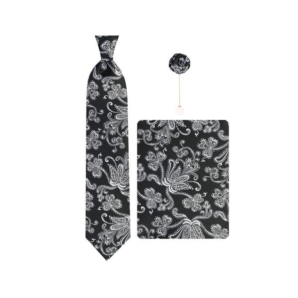 ست کراوات دستمال جیب گل کت مدل GF-F554-BK