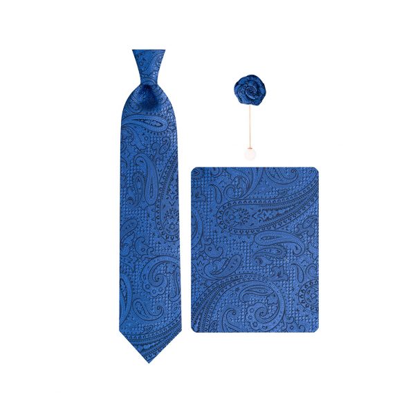 ست کراوات دستمال جیب گل کت مدل GF-PA558-BL