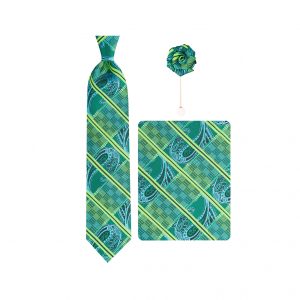 ست کراوات دستمال جیب گل کت مدل GF-ST559-GR