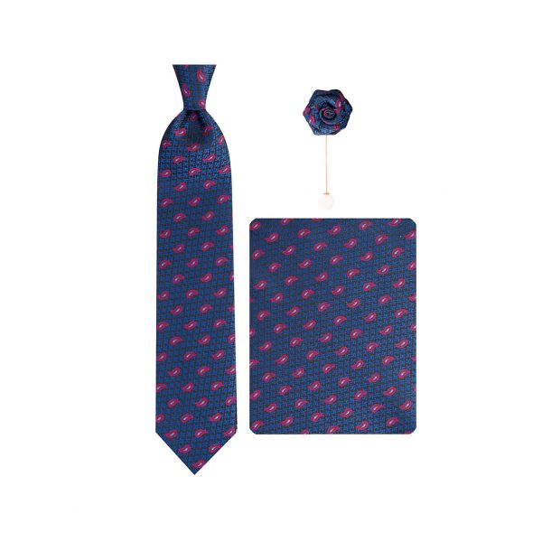 ست کراوات دستمال جیب گل کت مدل GF-PA560-DB