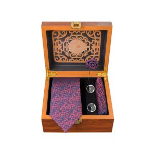 ست کامل کادویی کراوات دستمال جیب گل کت دکمه سردست مدل GF-PA326-BE