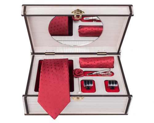 ست کامل کادویی کراوات دستمال جیب گل کت دکمه سردست و گیره مدل GF-PO300-BE