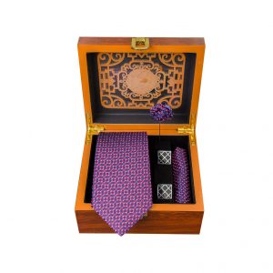 ست کامل کادویی کراوات دستمال جیب گل کت دکمه سردست مدل GF-TA327-BE